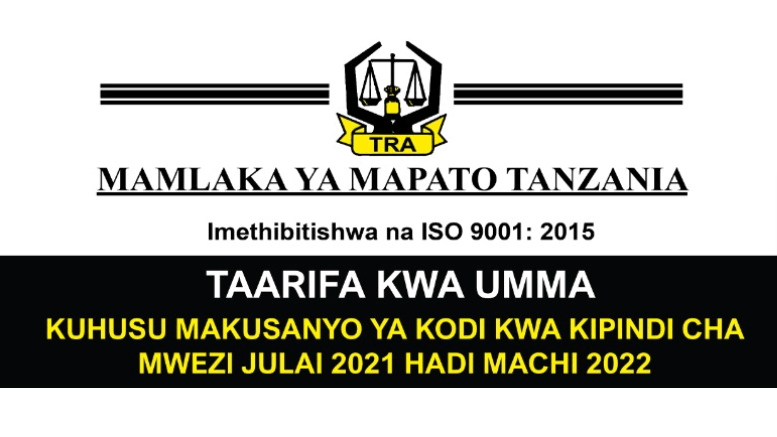 TRA Tanzania Tax Collection 2021-2022 Q1-Q2-Q3