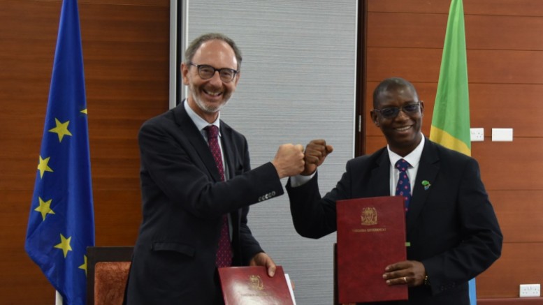 Fanti and Tuba signing EU Global Gateway grants for Tanzania