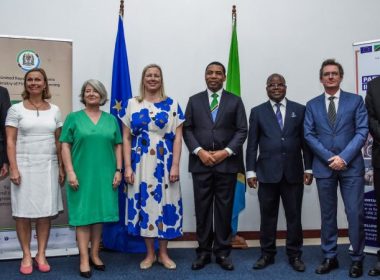 Jutta Urpilainen and Mwigulu Nchemba with the EU delegation to Tanzania