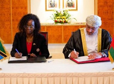 Abdul Nasser Abdullah Al Yamani of Oman Airports and Christine Mwakatobe of KADCO