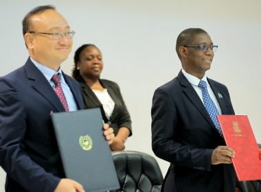 the permanent secretary of the Ministry of Finance and Planning of Tanzania, Emmanuel Tutuba, and Kim Sun Pyo, the South Korean ambassador to Tanzania.