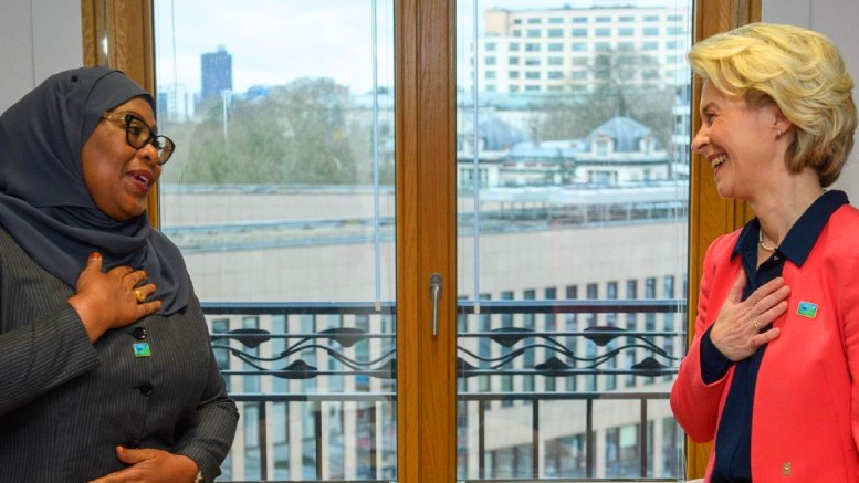 Samia Suluhu Hassan in concersation with Ursula von der Leyen