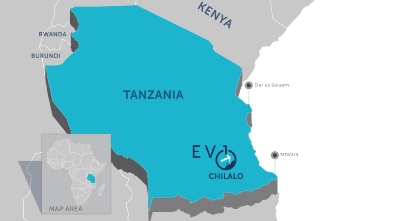 Chilalo Graphite Mine Project Map in Tanzania
