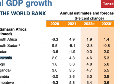 Tanzania GDP Growth forecast for 2023 and 2024 by the World-Bank