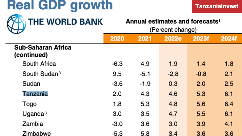 Tanzania GDP Growth forecast for 2023 and 2024 by the World-Bank