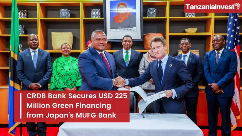 Nsekela of CRDB Bank Tanzania Signing Green Financing with Christopher Marks of Japan MUFG Bank